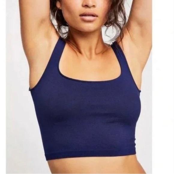 NWT Free People FP Intimately Navy Scoop Neck Crop Top - Size: M/L - Picture 1 of 9